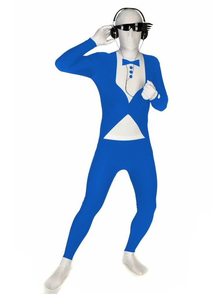 Blue & White Tuxedo Morphsuit Zentai